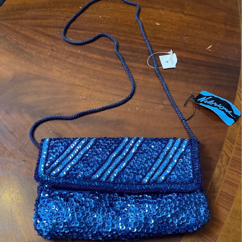 Blue Sequined  Prom  Wedding Bag NWT